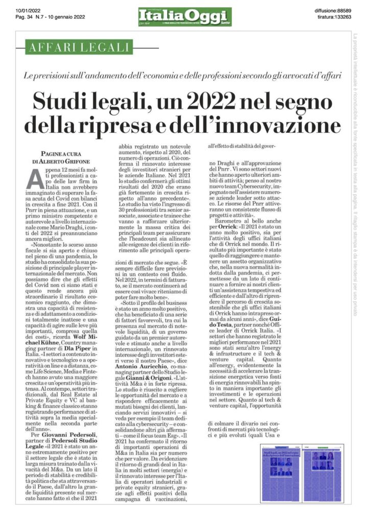 STUDI LEGALI, UN 2022 NEL SEGNO DELLA RIPRESA E DELL'INNOVAZIONE ...